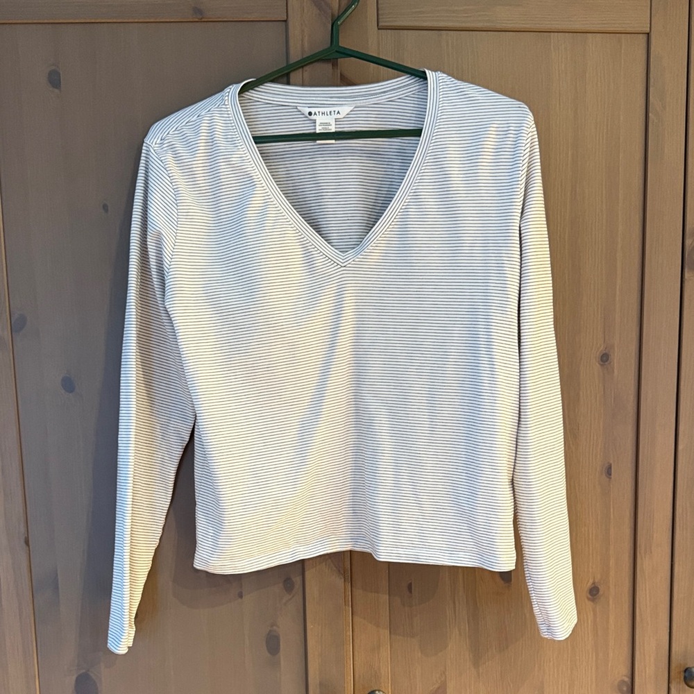 Athleta Women's Long Sleeve Striped Top - Black & White.